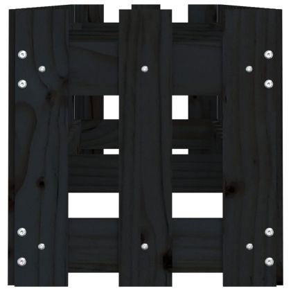 Градинска леха с дизайн на ограда черна 200x30x30 см бор масив