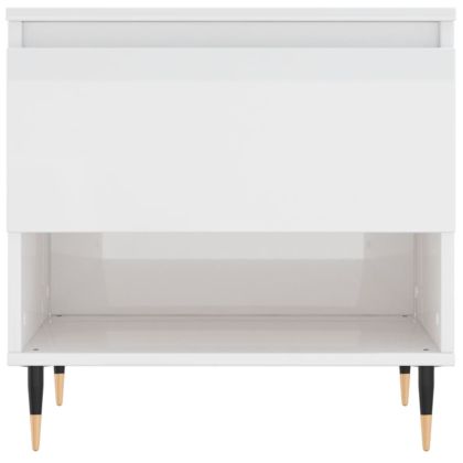 Кафе маса, бял гланц, 50x46x50 см, инженерно дърво