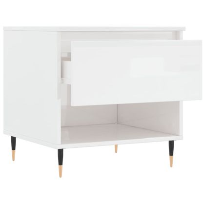 Кафе маса, бял гланц, 50x46x50 см, инженерно дърво