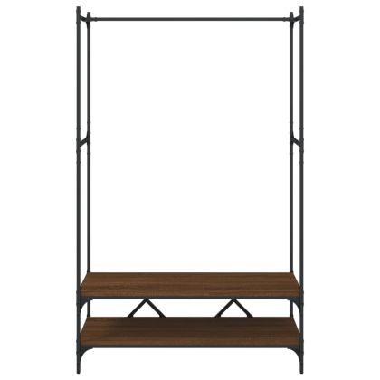 Етажерка за дрехи с рафтове, кафяв дъб, инженерно дърво