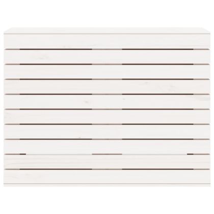 Кош за пране, бял, 88,5x44x66 см, борово дърво масив