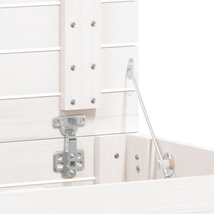 Кош за пране, бял, 88,5x44x66 см, борово дърво масив