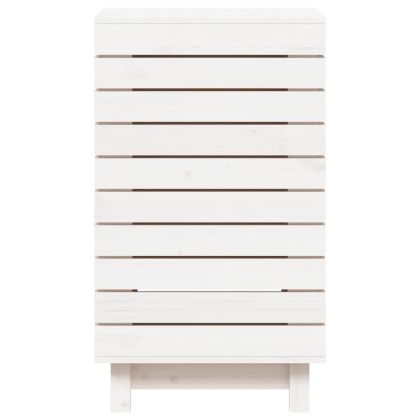 Кош за пране, бял, 44x44x76 см, борово дърво масив