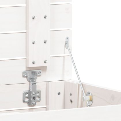 Кош за пране, бял, 44x44x76 см, борово дърво масив