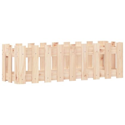 Градинска леха с дизайн на ограда 100x30x30 см бор масив