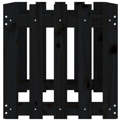 Градинска леха с дизайн на ограда черна 100x50x50 см бор масив