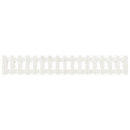 Градинска леха с дизайн на ограда бяла 200x30x30 см бор масив