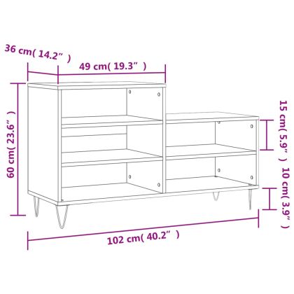 Шкаф за обувки, бял, 102x36x60 см, инженерно дърво
