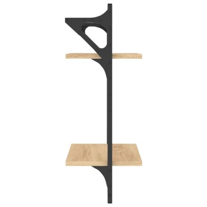 Двуетажни стенни рафтове с пръти 2 бр сонома дъб 30x25x65 см