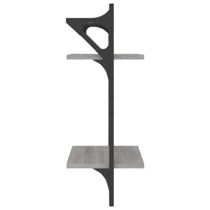 Двуетажни стенни рафтове с пръти 2 бр сив сонома 30x25x65 см