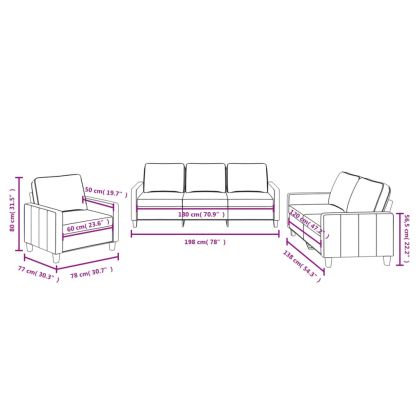 Комплект дивани от 3 части с възглавници, тъмносив, плат