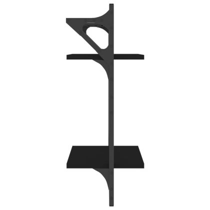 Двуетажни стенни рафтове с пръти 2 бр черни 30x25x65 см