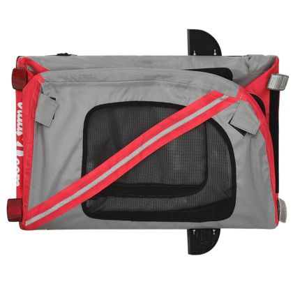 Ремарке за колело за любимци червен и сив Оксфорд плат и желязо