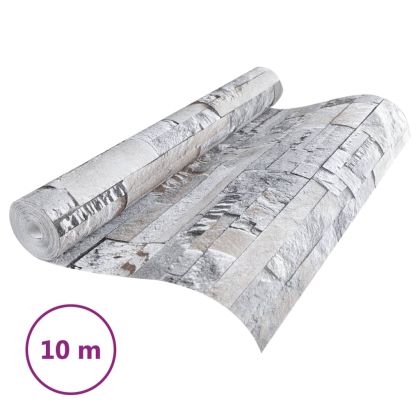 Тапет 3D, каменна визия, сиво и кафяво, 10x0,53 м, нетъкан