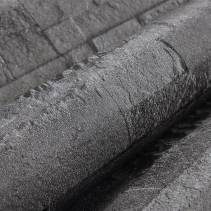 Тапет 3D, каменна визия, черен, 10x0,53 м, нетъкан