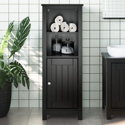 Шкаф за баня "BERG", черен, 40x34x110 см, бор масив