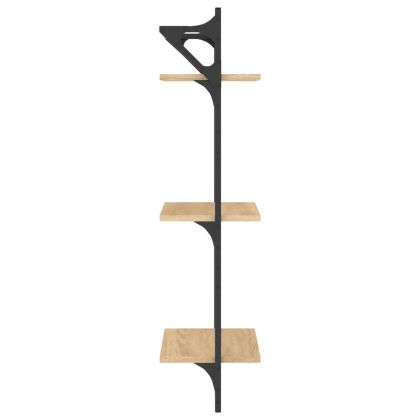 Триетажни стенни рафтове с пръти 2 бр сонома дъб 30x25x100 см