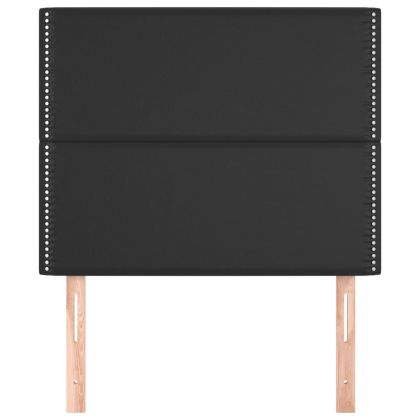 Табла за легло, черна, 80x5x118/128 см, изкуствена кожа