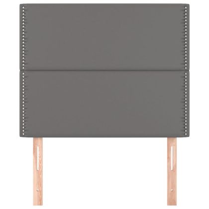 Табла за легло, сива, 90x5x118/128 см, изкуствена кожа