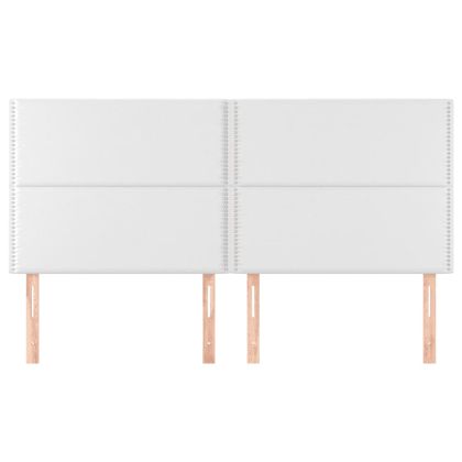 Табла за легло, бяла, 200x5x118/128 см, изкуствена кожа