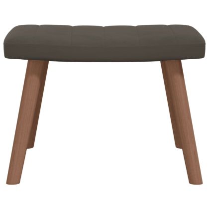 Релаксиращ стол с табуретка, тъмносив, кадифе