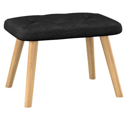 Люлеещ се стол с табуретка, черен, плат