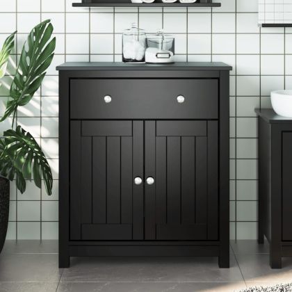 Шкаф за баня "BERG", черен, 69,5x34x80 см, бор масив