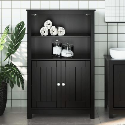Шкаф за баня "BERG", черен, 69,5x34x110 см, бор масив