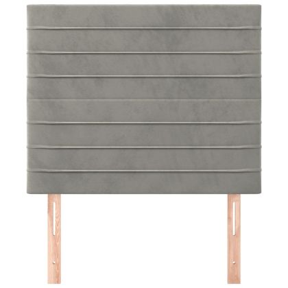 Табла за легло, светло сива, 90x5x118/128 см, кадифе