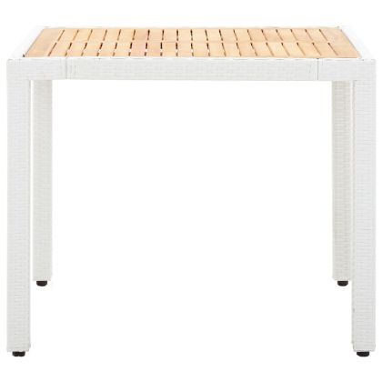 Градински трапезен комплект, 5 части, полиратан, бял