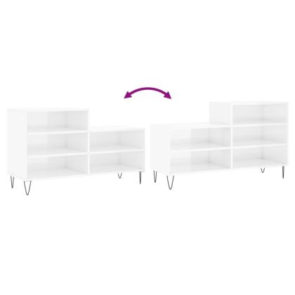 Шкаф за обувки, бял гланц, 102x36x60 см, инженерно дърво