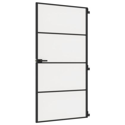 Интериорна врата черна 102,5x201,5 см закалено стъкло/алуминий