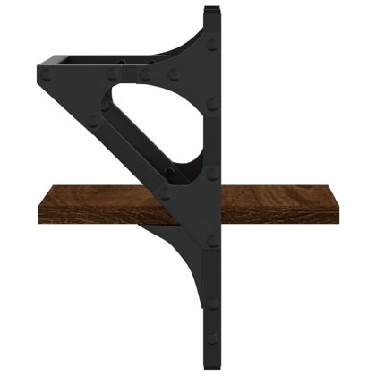 Стенни рафтове с пръти 2 бр кафяв дъб 20x25x30 см