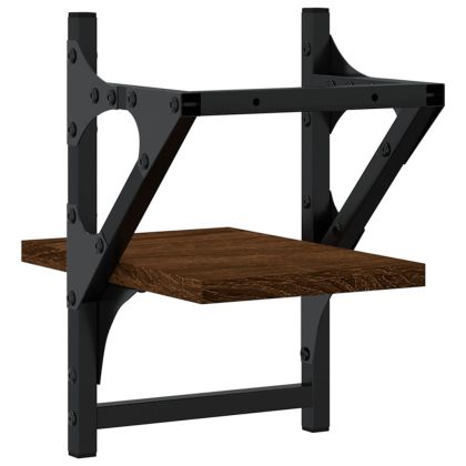 Стенни рафтове с пръти 2 бр кафяв дъб 20x25x30 см