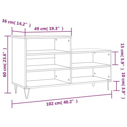 Шкаф за обувки, кафяв дъб, 102x36x60 см, инженерно дърво