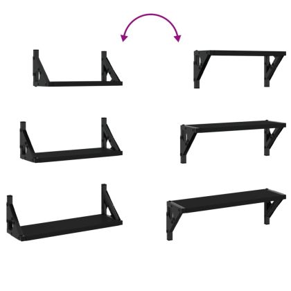 Комплект рафтове за стена 3 части черни инженерно дърво