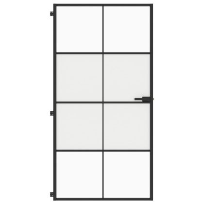 Интериорна врата черна 102,5x201,5 см закалено стъкло/алуминий