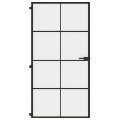 Интериорна врата черна 102,5x201,5 см закалено стъкло/алуминий