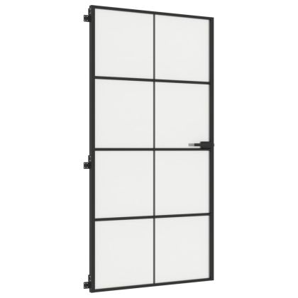 Интериорна врата черна 102,5x201,5 см закалено стъкло/алуминий