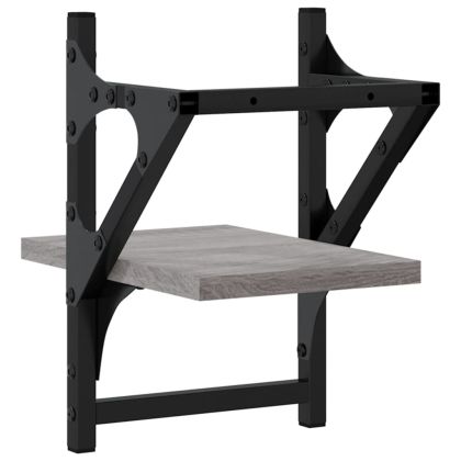 Стенни рафтове с пръти 2 бр сив сонома 20x25x30 см