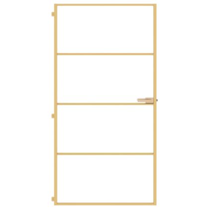 Интериорна врата злато 102,5x201,5 см закалено стъкло алуминий