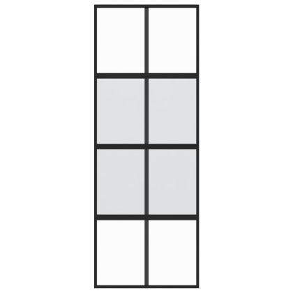 Плъзгаща се врата, черна, 76x205 см, закалено стъкло и алуминий