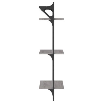 Триетажни стенни рафтове с пръти 2 бр сив сонома 30x25x100 см