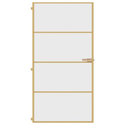 Интериорна врата злато 102,5x201,5 см закалено стъкло алуминий
