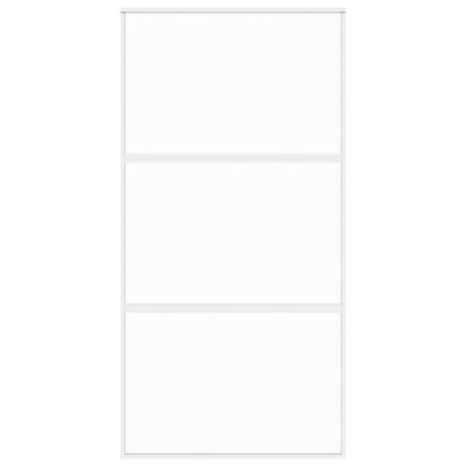 Плъзгаща се врата бяла 102,5x205 см закалено стъкло и алуминий