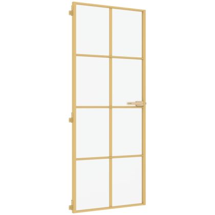 Интериорна врата златиста 93x201,5 см закалено стъкло алуминий