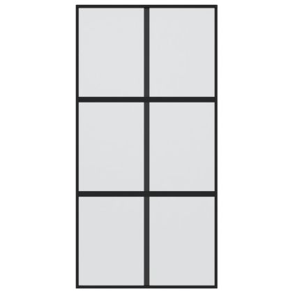 Плъзгаща се врата черна 102,5x205 см закалено стъкло и алуминий