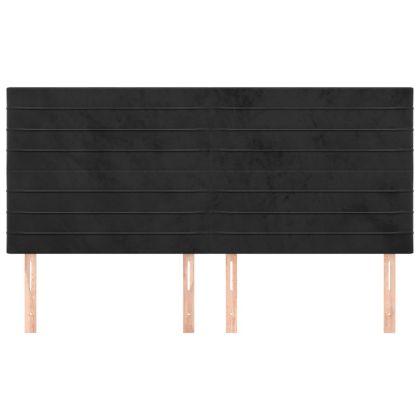 Табла за легло, черна, 200x5x118/128 см, кадифе