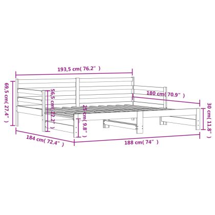 Канапе с изтеглящо разтегателно легло 90x190 см бор масив