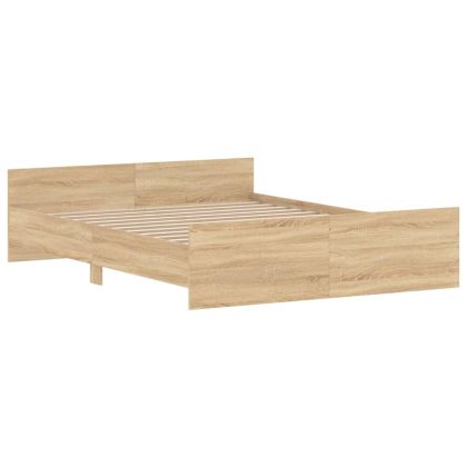 Рамка за легло с горна и долна табла, сонома дъб, 120x200 см